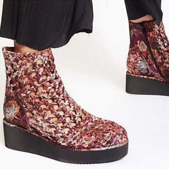 Jeffrey Campbell x Free People Woven Platform Ankle Boots 9.5 - Picture 1 of 9
